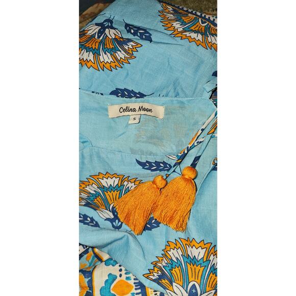 New Anthropologie Celina Moon Harriet Maxi Dress $199 SMALL Boho Blue Tasseled - Picture 7 of 7